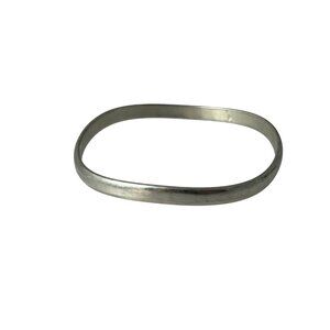 Plain Thin Silver Tone Bangle Bracelet Wave Classic Basic Smooth Oval Minimalist